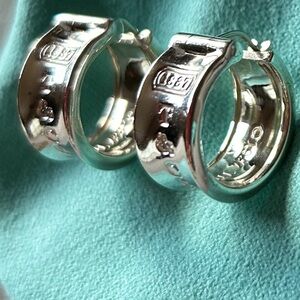 Tiffany & Co Sterling Silver 1837 Hoop Earrings